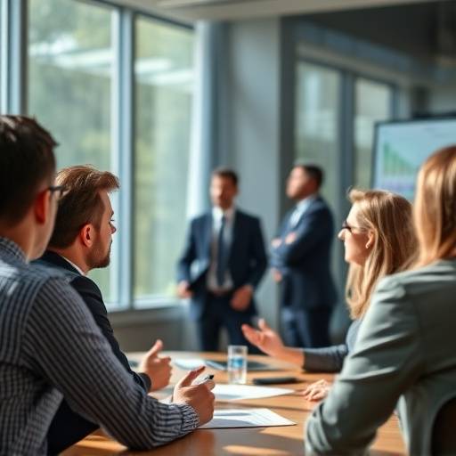 Imagem do curso de orat√≥ria corporativa: pessoas em uma reuni√£o apresentando ideias.