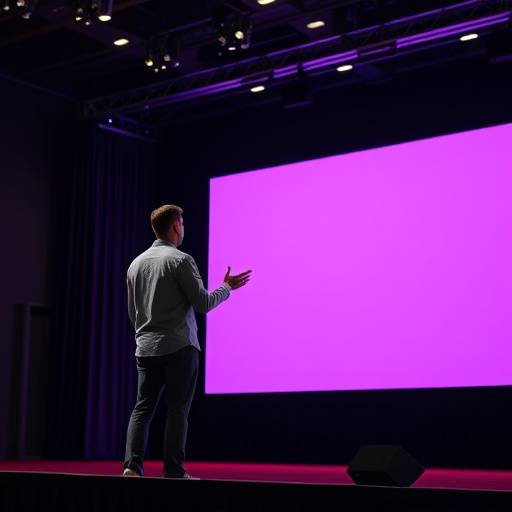 Imagem do curso de orat√≥ria: pessoa apresentando em um palco.