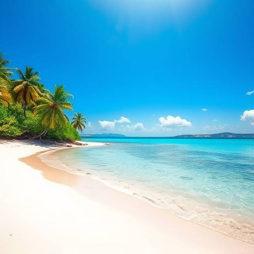 Praia paradisíaca com águas cristalinas e areia branca