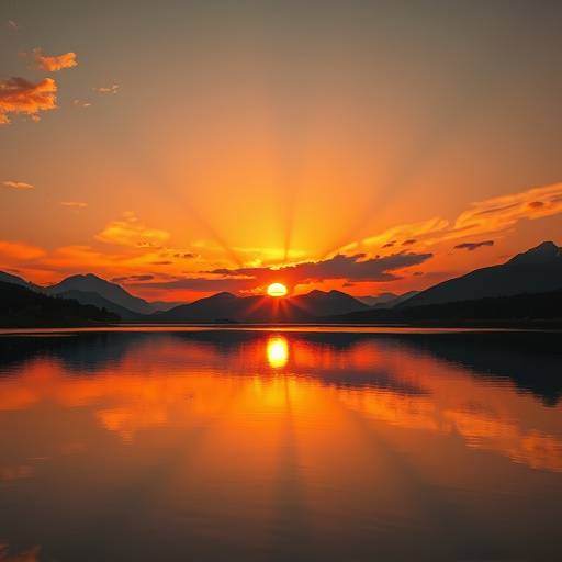 Pôr do sol espetacular refletido em um lago calmo